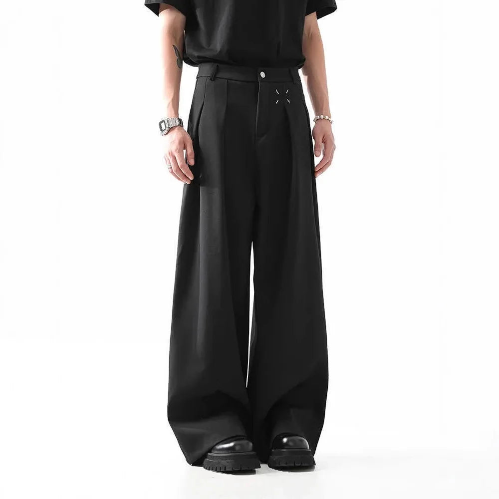 Black Casual Men's Suit Pants Draping Loose Versatile Spring Autumn Seasonal Professional Long Trousers for Male - Ellianto fashion Men's