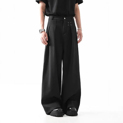 Black Casual Men's Suit Pants Draping Loose Versatile Spring Autumn Seasonal Professional Long Trousers for Male - Ellianto fashion Men's