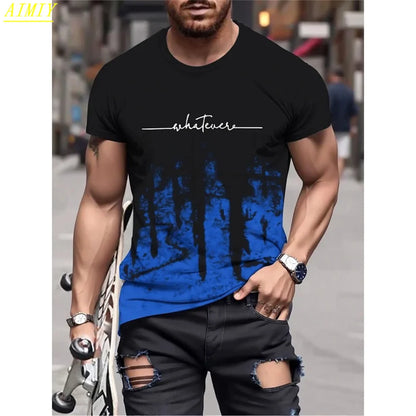 Fashion Summer 3D Stripe Letter Print Men's T Shirt Hip Hop Trend Harajuku Streetwear Casual O-neck Oversized T-shirts Men Tops - Ellianto fashion Men's