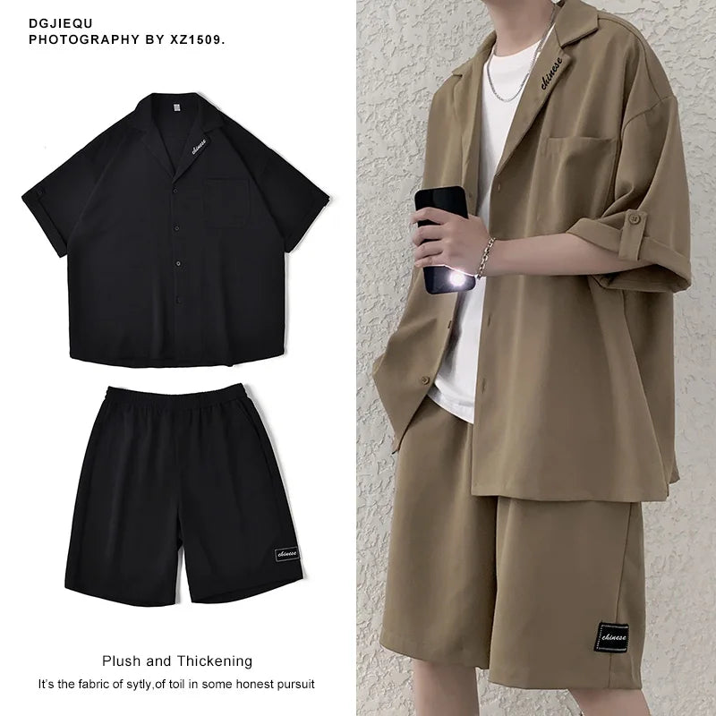 Set Faionable Casual Men's ort Sve Suit irt And orts Thin Summer Two-Piece Set Teenager Five-Quarter Pants Seven-Quart... - Ellianto fashion Men's