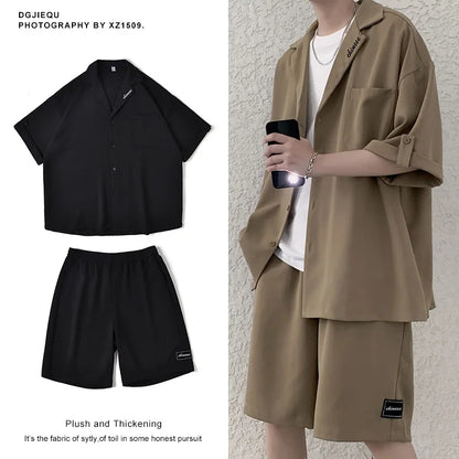 Set Faionable Casual Men's ort Sve Suit irt And orts Thin Summer Two-Piece Set Teenager Five-Quarter Pants Seven-Quart... - Ellianto fashion Men's