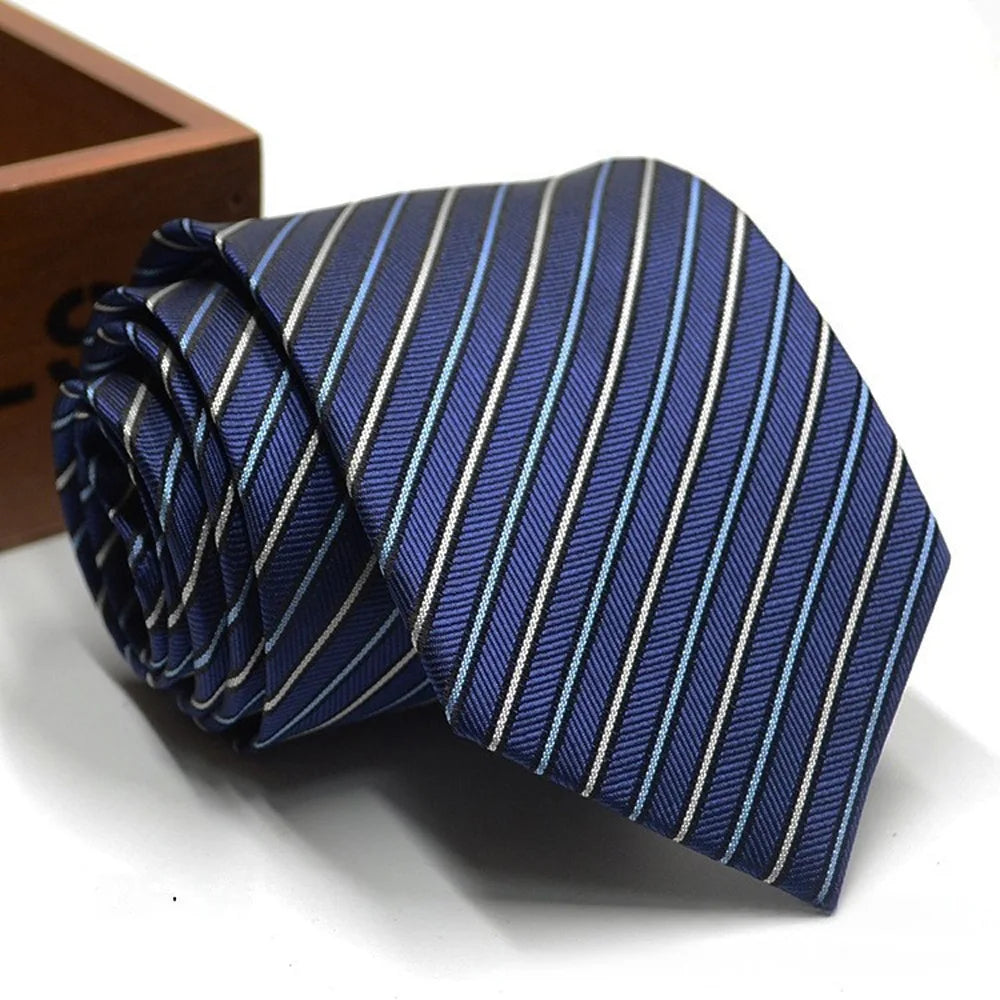 Classic Stripe Necktie Men Business Formal Wedding Tie 8cm Blue Black Pink Red Neck Ties Fashion Shirt Dress Accessories - Ellianto fashion Men's