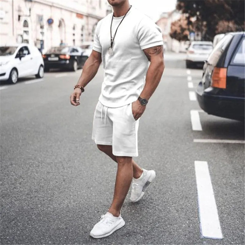 Men's Casual Sports Suit Quick Drying Short Sleeved T-shirt Loose Shorts Street Trend Two-piece Set Multi-color - Ellianto fashion Men's
