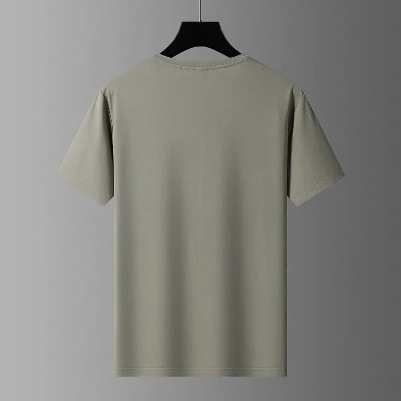 Summer Printed Ice Silk Men's T-shirt Sport Casual Running Fitness Breathable Short Sleeve Large Size Quick Dry Top - Ellianto fashion Men's