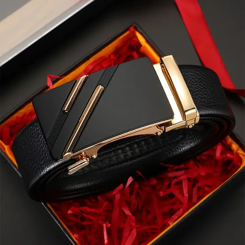 Men belt Leather Belt Metal Alloy Automatic Buckle Brand Luxury Design Waist Belts for Men Strap Male - Ellianto fashion Men's