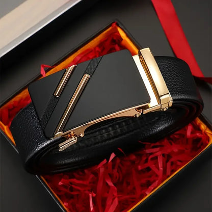 Men belt Leather Belt Metal Alloy Automatic Buckle Brand Luxury Design Waist Belts for Men Strap Male - Ellianto fashion Men's