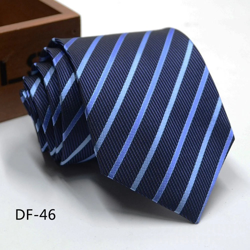 Classic Stripe Necktie Men Business Formal Wedding Tie 8cm Blue Black Pink Red Neck Ties Fashion Shirt Dress Accessories - Ellianto fashion Men's