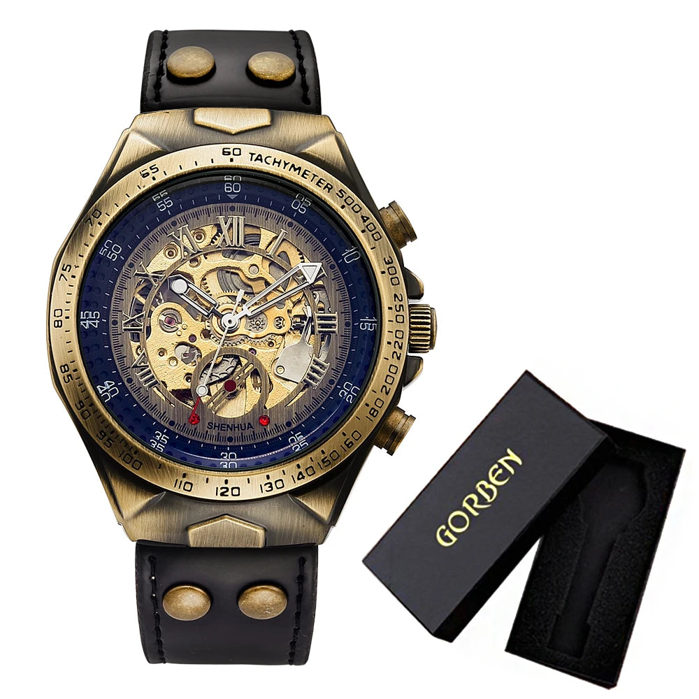 Wrist Watch For Men Waterproof Automatic Mechanical Watch Men's watch Retro montre homme with Genuine Leather relogio masculino - Ellianto fashion Men's