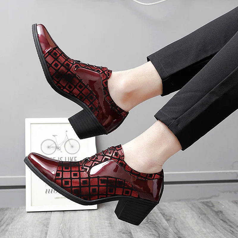 Men Formal Shoes High Heels Business Dress Shoes Male Oxfords Pointed Toe Formal Shoe for Man Luxury Wedding Party Leather Shoe - Ellianto fashion Men's