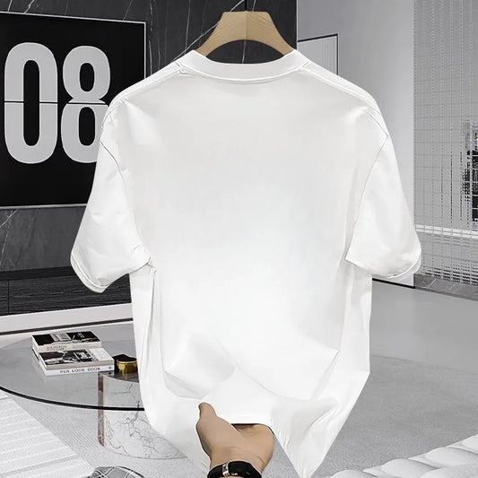 Printed T-shirt Men's Short sleeve 2025 summer loose fashion brand letter half sleeve Breathable Body shirt 100% cotton top - Ellianto fashion Men's