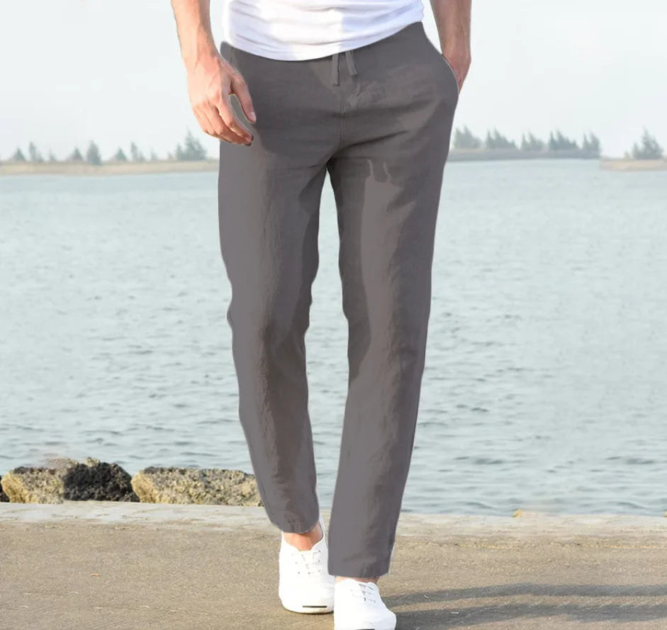 Men's Cotton Linen Pants Joggers Sweatpants Streetwear Breathable Solid Color Linen Trousers Vacation Summer Loose Pants S-5XL - Ellianto fashion Men's