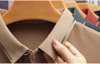 Men's New Polo Shirt Seamless Premium Luxury Cool Fabric Business Casual Golf Slim Fit Blouse Collar T-shirt - Ellianto fashion Men's