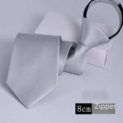 Men's Zip-up Ties Professional Easy-pull Solid Color Wine Red Business Administrative 8cm For Graduation Performances - Ellianto fashion Men's