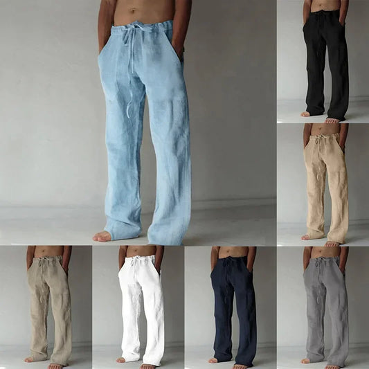 Men's Cotton Linen Casual Pants Male Shorts Pants Breathable Trousers Fitness Streetwear for Men Clothing Jogging Autumn Summer - Ellianto fashion Men's