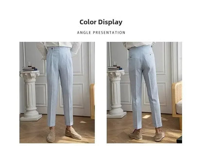High-quality Harajuku Slim Fit Men's Pants Trendy Brand Draped Suit Casual Trousers Smooths Your Silhouette Small Feet - Ellianto fashion Men's