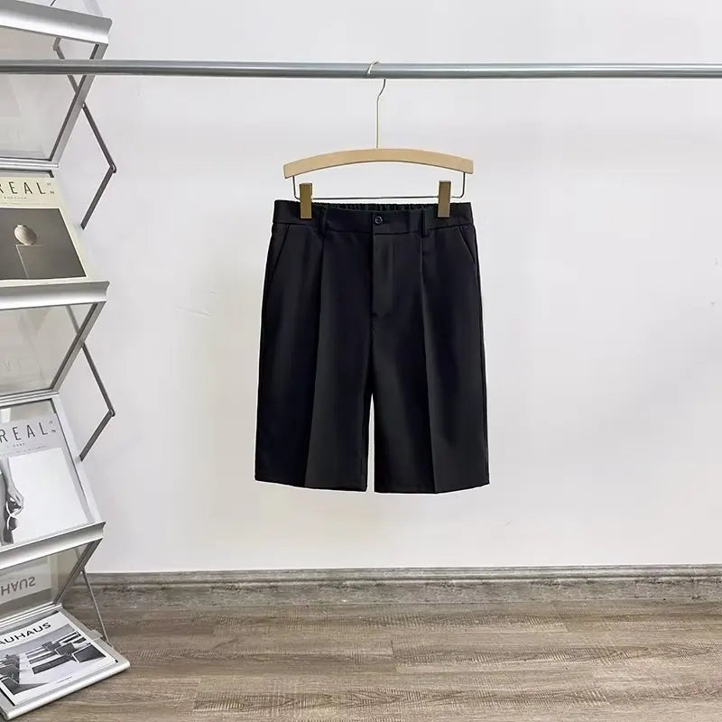 Summer Five-point Pants Short Men's Drape Fabric Casual 5 Points Mid Pants Wild Youth Loose White Suit Shorts Bermuda Masculina - Ellianto fashion Men's