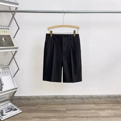 Summer Five-point Pants Short Men's Drape Fabric Casual 5 Points Mid Pants Wild Youth Loose White Suit Shorts Bermuda Masculina - Ellianto fashion Men's