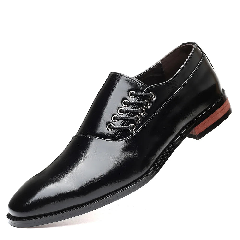 Stylish Man Oxford Shoes Leather Lace Up Mens Business Casual Dress Shoe Fashion Wedding Party British Style Comfortable - Ellianto fashion Men's