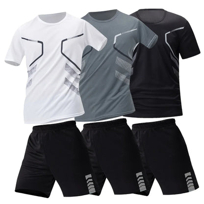 Men’s 2-Piece Sports Quick-Dry Set – Lightweight Round-Neck Shirt & Joker Stretch Shorts for Comfortable Running, Fitness, and Badminton Performance