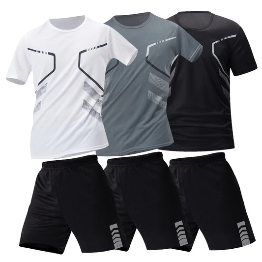 Men’s 2-Piece Sports Quick-Dry Set – Lightweight Round-Neck Shirt & Joker Stretch Shorts for Comfortable Running, Fitness, and Badminton Performance