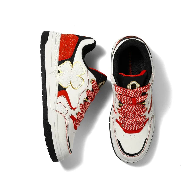 Shoes For Men Breathable Leather Sneakers White Fashion Casual Lightweight Walking Shoes Couple Plus Size Footwear - Ellianto fashion Men's