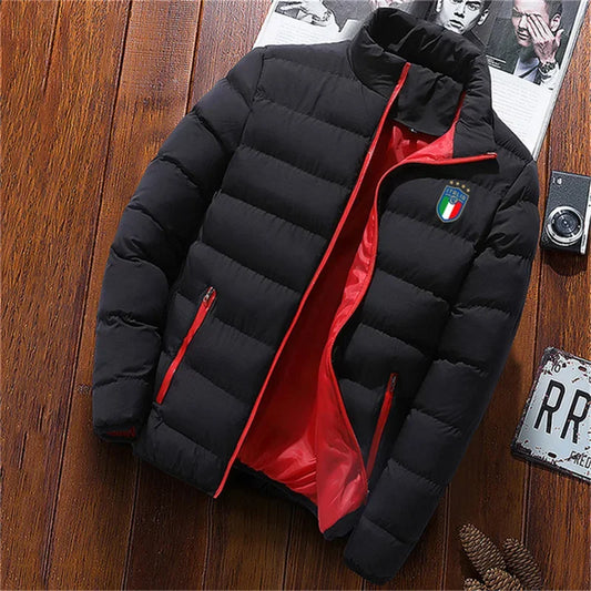 Men's Solid Thick Jacket, Parka Jacket, High Neck, Outdoor, Camping, Fashion, Winter2025 - Ellianto fashion Men's
