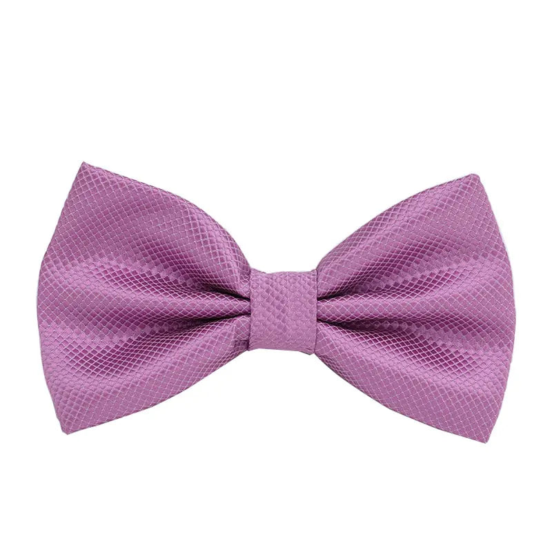 Solid Bowtie Mans Tie Solid Fashion Check Bowties Wedding Banquet Black Gold Red Green Pink Black White Classic Bow Ties For Men - Ellianto fashion Men's