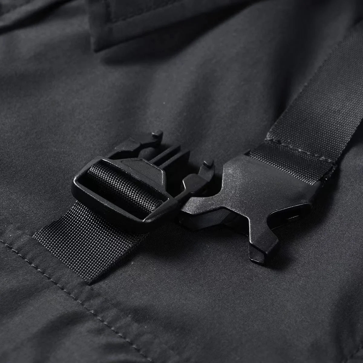 Men's Techwear Button Up Shirt Oversized Streetwear Harajuku Hip Hop Shirts Detachable Sleeve Black Tooling Button Up Blouse - Ellianto fashion Men's