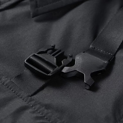Men's Techwear Button Up Shirt Oversized Streetwear Harajuku Hip Hop Shirts Detachable Sleeve Black Tooling Button Up Blouse - Ellianto fashion Men's