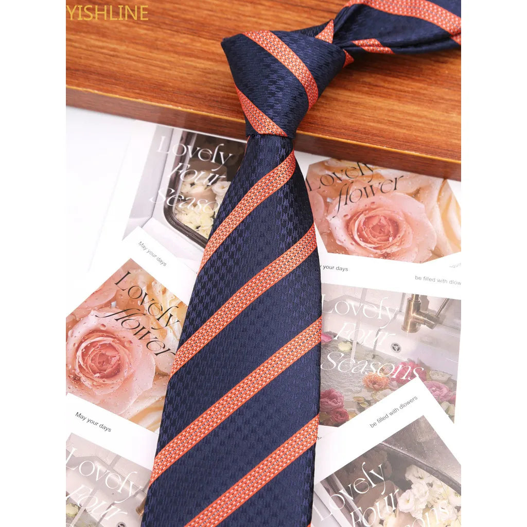 Man Tie Festival Fashion Striped Black Necktie Orange Dark Blue Gravata For Men Slim Paisley Floral Fit Wedding Corbatas Neck - Ellianto fashion Men's