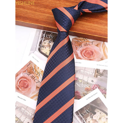 Man Tie Festival Fashion Striped Black Necktie Orange Dark Blue Gravata For Men Slim Paisley Floral Fit Wedding Corbatas Neck - Ellianto fashion Men's