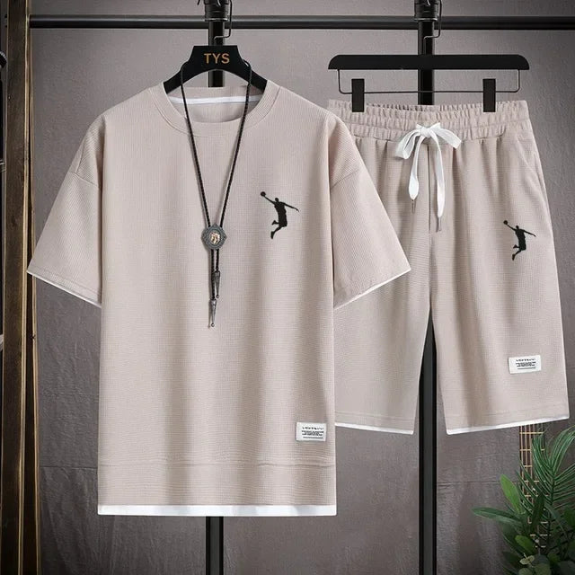 Set NEWSummer 2025 New Men's Sportswear Set - Linen T-shirt and Shorts two-piece Sportswear Set - Fashionable and - Ellianto fashion Men's
