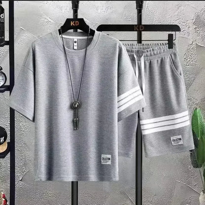 Men's Sportswear Set Summer Short Sleeve T-shirt Casual Shorts Two-piece Trendy Fashion Cross-Border Bestseller - Ellianto fashion Men's