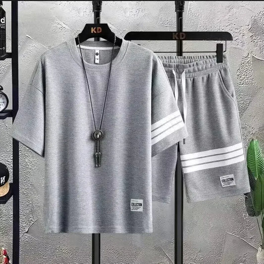Men's Sportswear Set Summer Short Sleeve T-shirt Casual Shorts Two-piece Trendy Fashion Cross-Border Bestseller - Ellianto fashion Men's