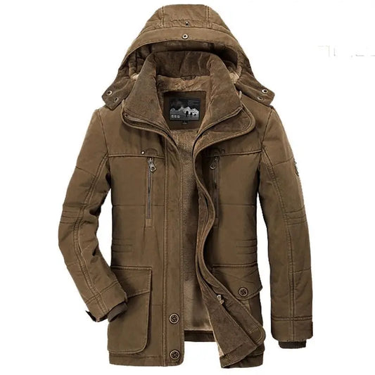 Windbreake Hooded Jacket Tactical Fleece Military Thermal Coats Mens Jacket Outwear Windbreaker Plus Velvet Winter Warm Men - Ellianto fashion Men's