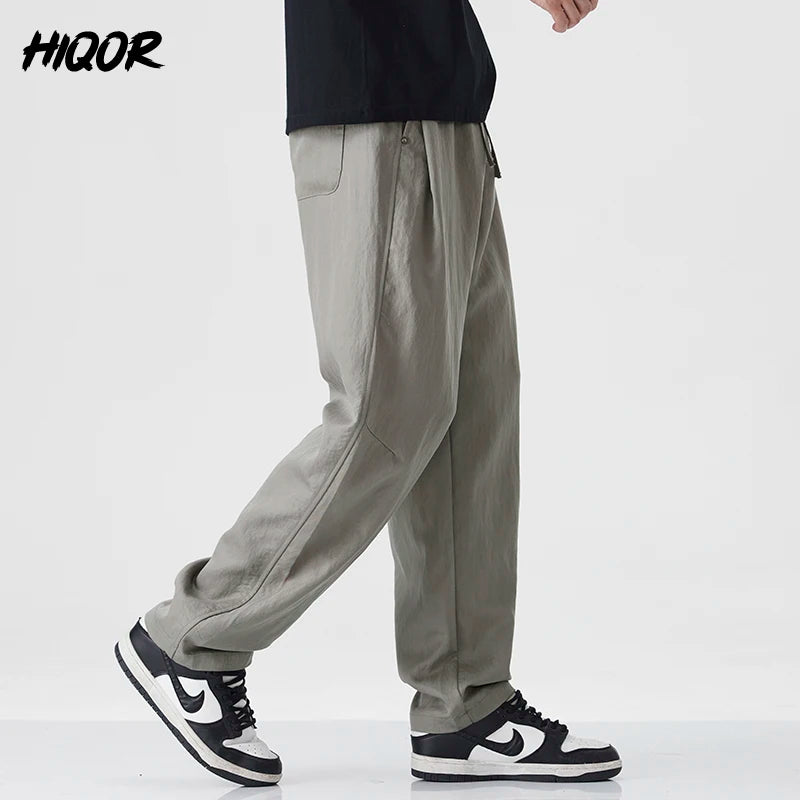 2025 Spring Summer Ultra-thin Men's Stretch Y2K Slim Straight Casual Pants High Quality Fashion Breathable Sports Trousers Baggy - Ellianto fashion Men's