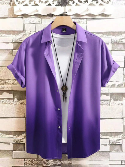 Men's Shirt Summer Clothing Gradient Design Graphic 3D Print Shirts Short Sleeve Tops Streetwear Loose Casual Hawaiian Shirts - Ellianto fashion Men's