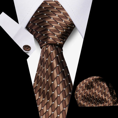 Tie Men Business Necktie Set Classic Plaid Cufflinks Handkerchief For Suit Wedding High Quality 3pcs Ties Sets Formal Gravata - Ellianto fashion Men's