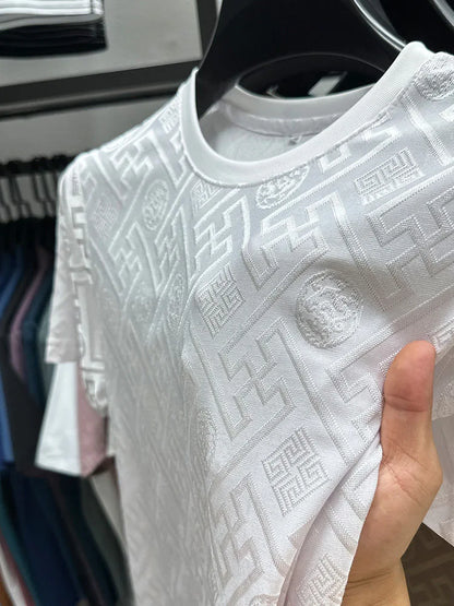 Fashion new brand ice silk breathable short sleeved men's round neck top cool and comfortable T-shirt men's clothing 2025 summer - Ellianto fashion Men's