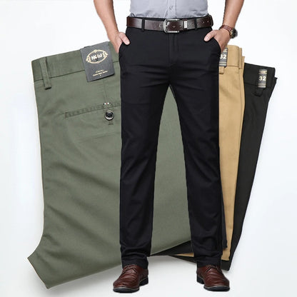 Classic Casual Pants Mens Clothing Straight Business Green Black Khaki Trousers Comfortable Male Brand Clothing 2025 - Ellianto fashion Men's