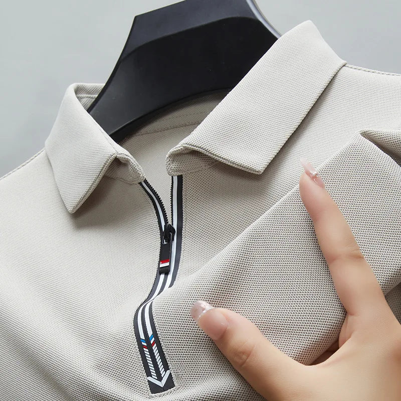 Men's high quality summer new lapel men's short sleeve polo shirt fringe ventilate business casual men's polo shirt M-4XL GP237 - Ellianto fashion Men's