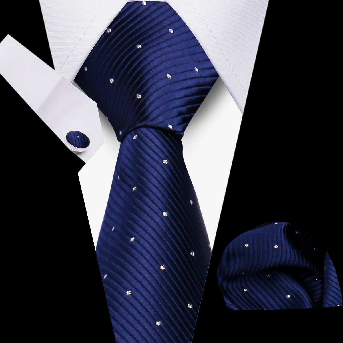 Tie Men Business Necktie Set Classic Plaid Cufflinks Handkerchief For Suit Wedding High Quality 3pcs Ties Sets Formal Gravata - Ellianto fashion Men's