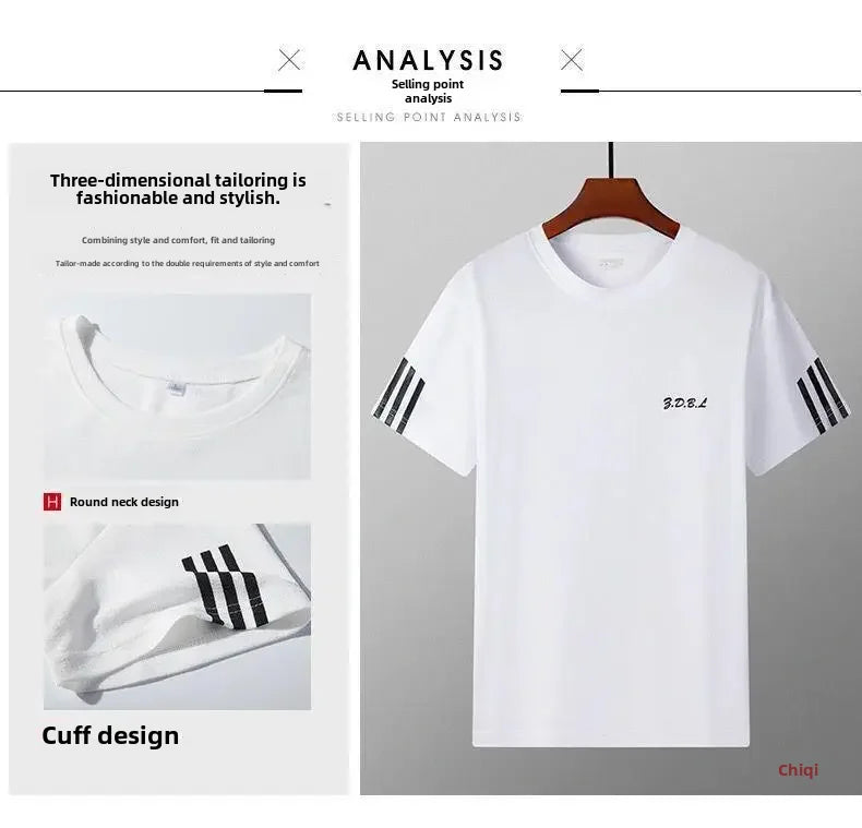 2025 Summer New Men's Round Neck Short Sleeve Casual Loose-fit Quick Dry Breathable Sports Suit - Ellianto fashion Men's