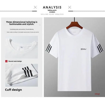2025 Summer New Men's Round Neck Short Sleeve Casual Loose-fit Quick Dry Breathable Sports Suit - Ellianto fashion Men's