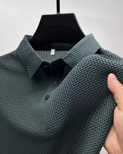 Summer New Ice Silk Mesh Short Sleeve POLO Shirt Men's Solid Color Versatile Cool Feeling Business Casual Half Sleeve Top Trendy - Ellianto fashion Men's