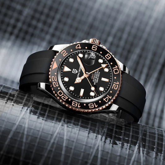 PAGANI DESIGN Automatic mechanical watch rubberstrap 100Mwaterproof night light sports outdoor casual Watch For Man reloj hombre - Ellianto fashion Men's