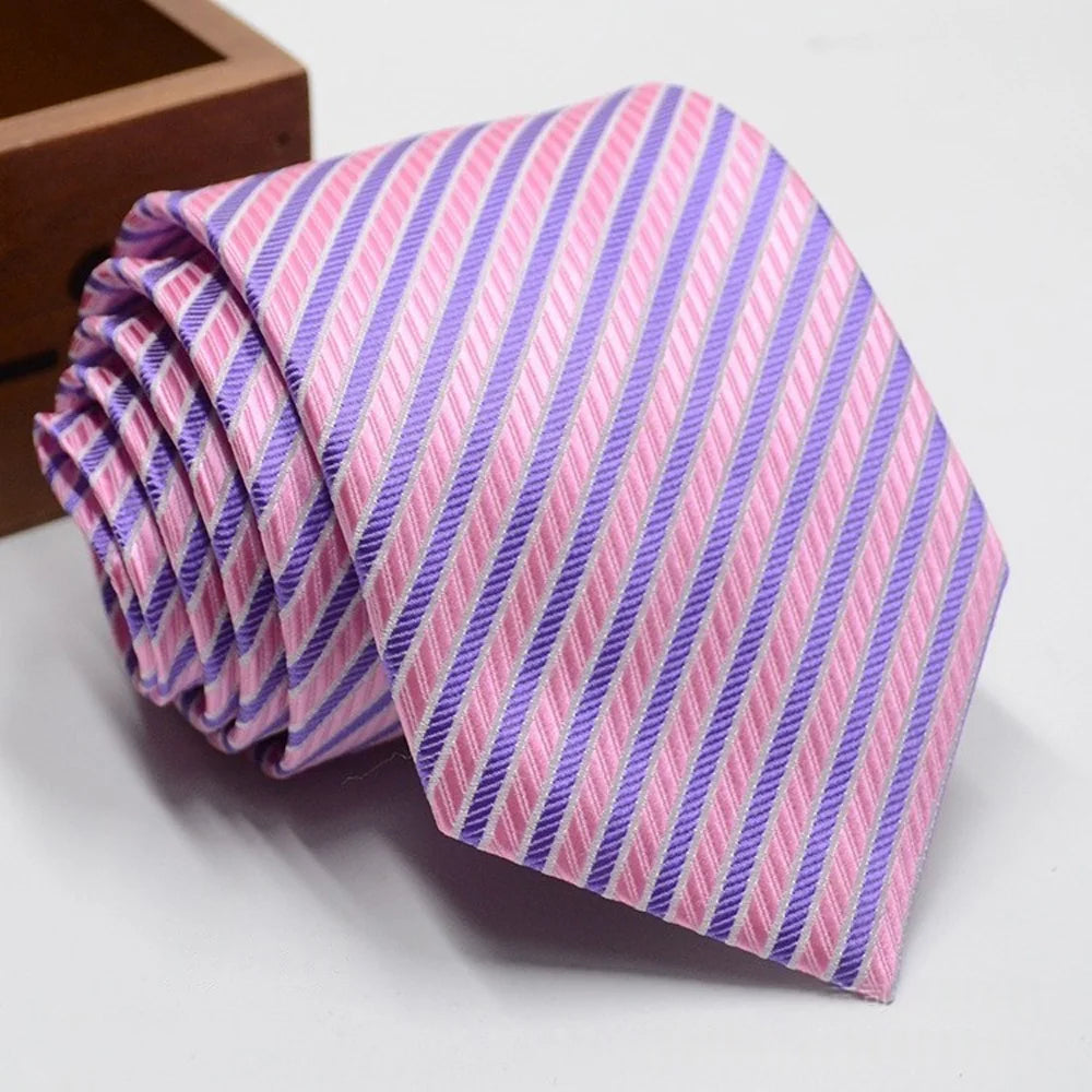 Classic Stripe Necktie Men Business Formal Wedding Tie 8cm Blue Black Pink Red Neck Ties Fashion Shirt Dress Accessories - Ellianto fashion Men's