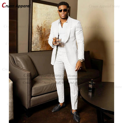 2025 Green Suits for Men Tailor-made Groom Wedding Suits Tuxedo Best Man Blazer Pants 2 Pieces Trendy Fashion Marriage Costume - Ellianto fashion Men's