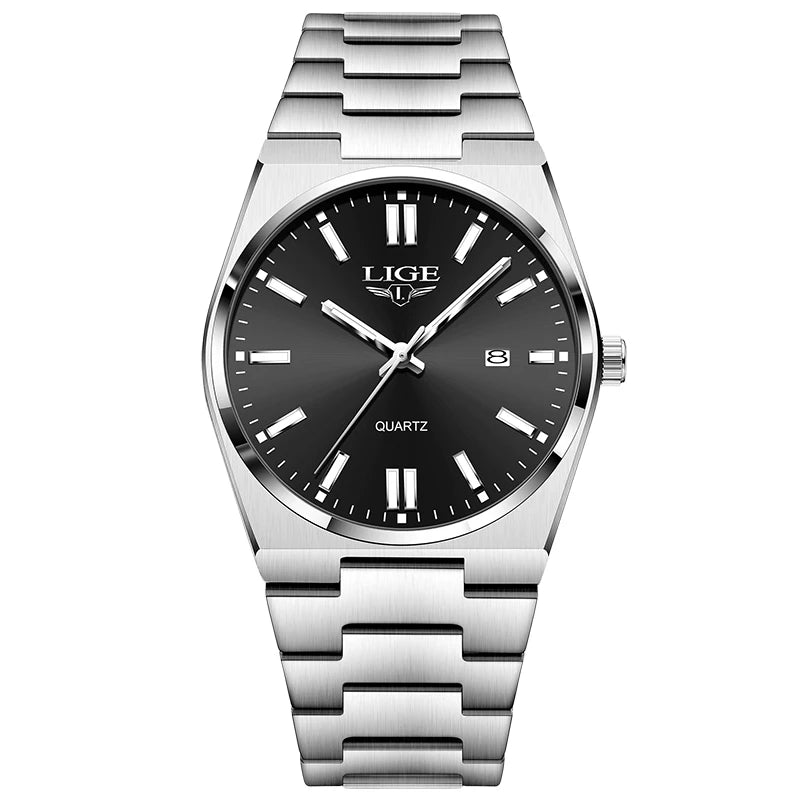 LIGE Men Luxury Watch For Man Waterproof Luminous Date Week Stainless Steel Men Watch Casual Quartz Men's Watches Male Clock+box - Ellianto fashion Men's