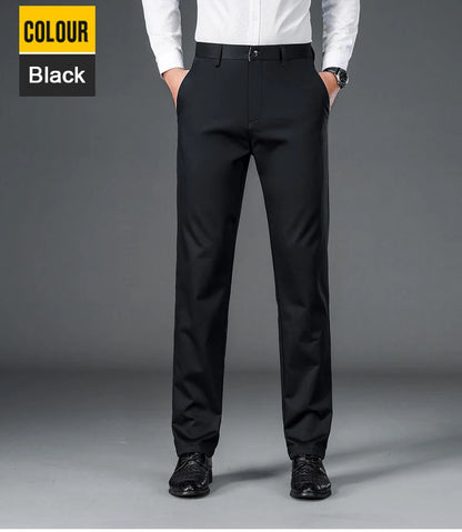 Men's lightweight business casual pants with micro elasticitymen's quick drying pantsnew straight leg office black deep bluepant - Ellianto fashion Men's